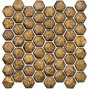 Mosaikmatte Ebru Hexagon Glas Gold 29 cm x 29 cm