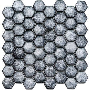 Mosaikmatte Ebru Hexagon Glas Grau 29 cm x 29 cm