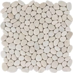 Mosaikmatte Flusskiesel White matt 30 cm x 30 cm