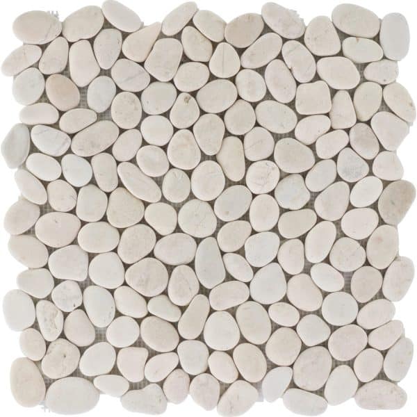 Mosaikmatte Flusskiesel White matt 30 cm x 30 cm