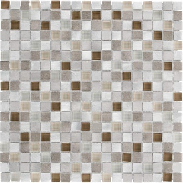 Mosaikmatte Glas & Aluminium Beige brushed 30 cm x 30 cm