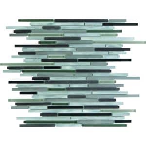 Mosaikmatte Glas Aluminium Black Grey 30 cm x30 cm