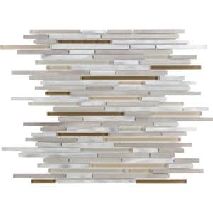 Mosaikmatte Glas & Aluminium Brown & Beige & Silver 30 cm x 30 cm