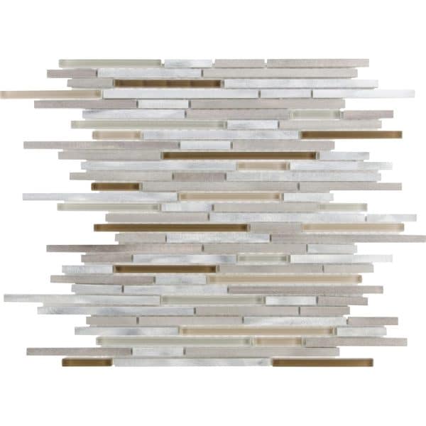 Mosaikmatte Glas & Aluminium Brown & Beige & Silver 30 cm x 30 cm