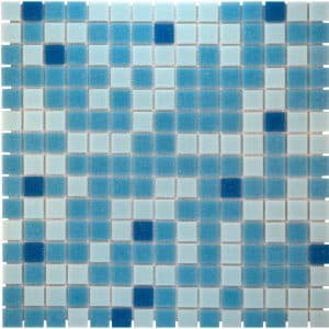 Mosaikmatte Glas Blau Mix Light 33 cm x 33 cm