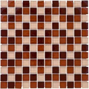 Mosaikmatte Glas Braun Beige Mix 30 cm x 30 cm