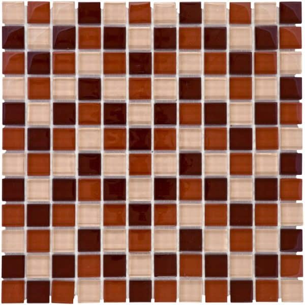 Mosaikmatte Glas Braun Beige Mix 30 cm x 30 cm