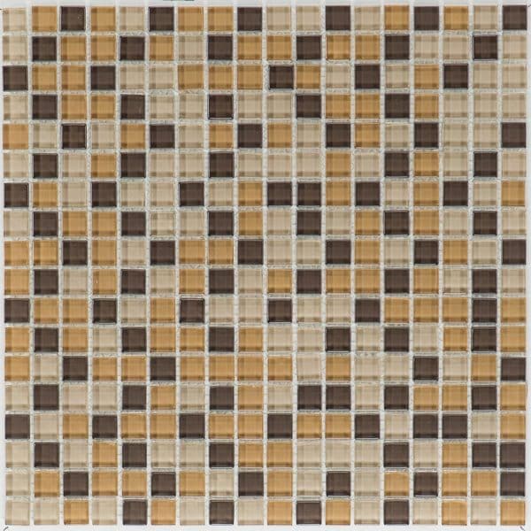 Mosaikmatte Glas Braun-Beige-Mix 30 cm x 30 cm
