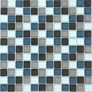Mosaikmatte Glas Grau Blau Weiß Mix 30 cm x 30 cm