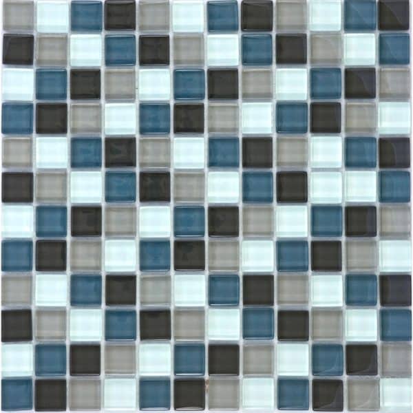 Mosaikmatte Glas Grau Blau Weiß Mix 30 cm x 30 cm