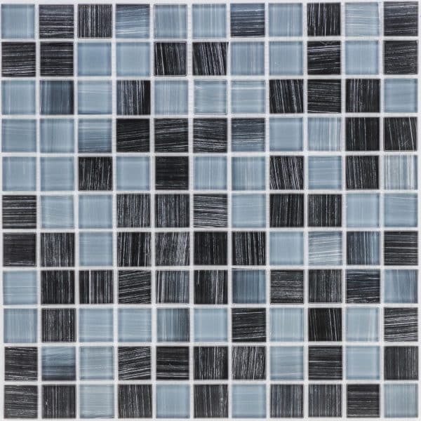 Mosaikmatte Glas Grau-Schwarz Gestreift 30 cm x 30 cm