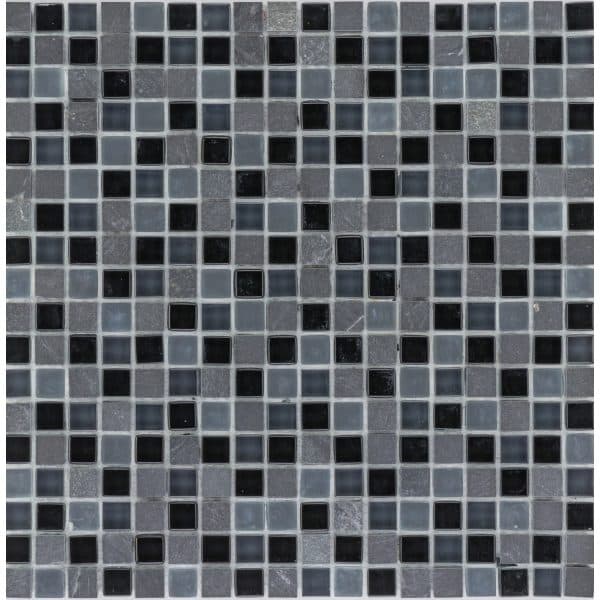 Mosaikmatte Glas & Marmor Black 30 cm x 30 cm