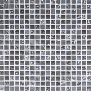 Mosaikmatte Glas & Marmor Schwarz-Perlmutt 30 cm x 30 cm