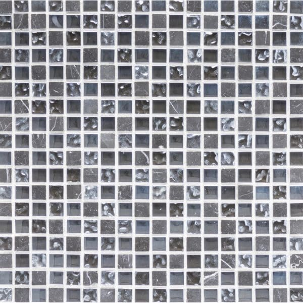 Mosaikmatte Glas & Marmor Schwarz-Perlmutt 30 cm x 30 cm