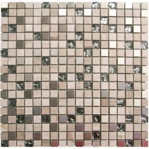 Mosaikmatte Glas Naturstein Manhattan 30 cm x 30 cm