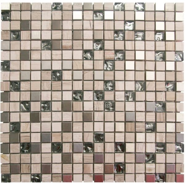 Mosaikmatte Glas Naturstein Manhattan 30 cm x 30 cm