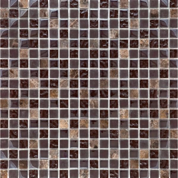 Mosaikmatte Glas Naturstein Steel 30 cm x 30 cm