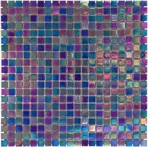 Mosaikmatte Glas Perlmutt Dunkelblau 33 cm x 33 cm