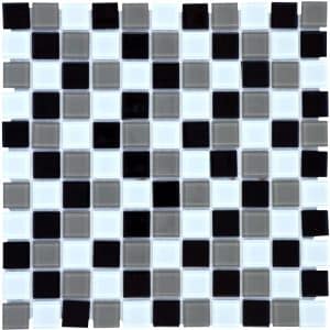 Mosaikmatte Glas Schwarz Beige Weiß Translucent 30 cm x 30 cm