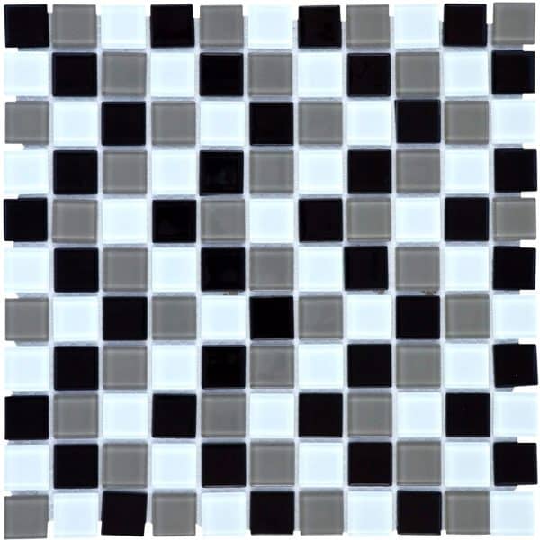 Mosaikmatte Glas Schwarz Beige Weiß Translucent 30 cm x 30 cm