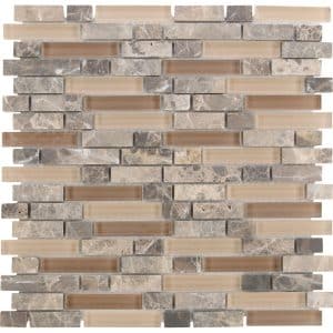 Mosaikmatte Glas & Stein Combi Castanho Line 29