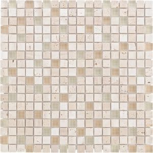 Mosaikmatte Glas & Stein Combi Cream 30 cm x 30 cm