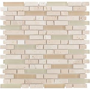 Mosaikmatte Glas & Stein Combi Cream Line 29