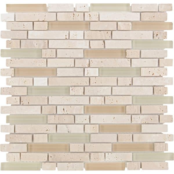 Mosaikmatte Glas & Stein Combi Cream Line 29