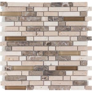 Mosaikmatte Glas & Stein Emparador Travertin Beige Glas-Mix 30