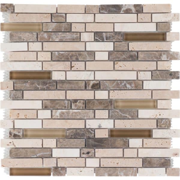 Mosaikmatte Glas & Stein Emparador Travertin Beige Glas-Mix 30