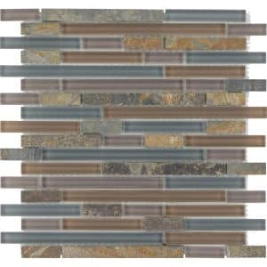 Mosaikmatte Glas & Stein Multicolor Slate Glas-Mix 30 cm x 30 cm