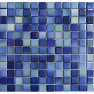 Mosaikmatte Keramik Blau Türkis Melange 30 cm x 30 cm