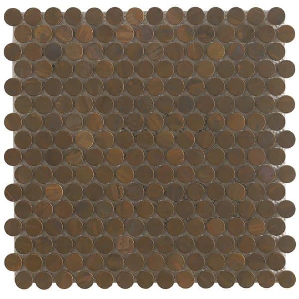 Mosaikmatte Knopf Metall Kupfer 30 cm x 30 cm