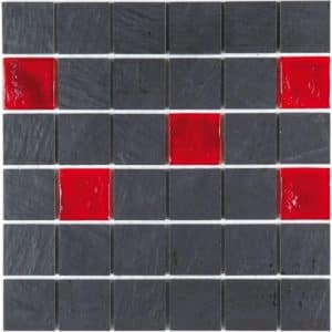 Mosaikmatte Lava Rot Schwarz 30 cm x 30 cm
