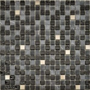 Mosaikmatte Marmor Glas Schwarz mit Edelstahl 29