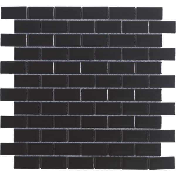 Mosaikmatte Metro Keramik Schwarz 30 cm x 30 cm