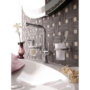 Mosaikmatte Naturstein Black Slate und Beige Marble 30 cm x 30 cm