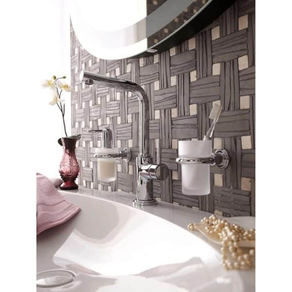 Mosaikmatte Naturstein Black Slate und Beige Marble 30 cm x 30 cm