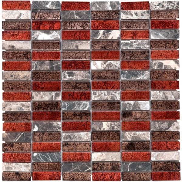 Mosaikmatte Naturstein Metalica Marron 30 cm x 30 cm