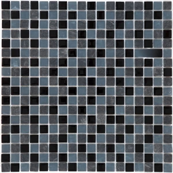 Mosaikmatte Naturstein Schwarz Grau 30 cm x 30 cm