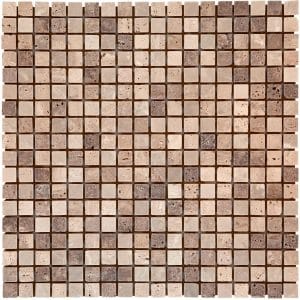 Mosaikmatte Naturstein Travertino Beige Getrommelt 30 cm x 30 cm