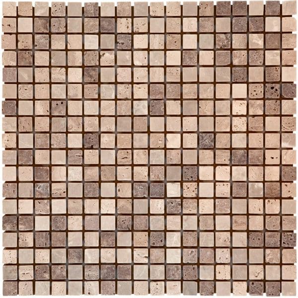 Mosaikmatte Naturstein Travertino Beige Getrommelt 30 cm x 30 cm