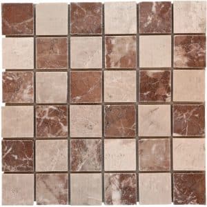 Mosaikmatte Naturstein Verona Rosso Crema 30 cm x 30 cm