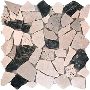Mosaikmatte Polygonal Biancone Travertino Marron 30 cm x 30 cm