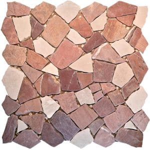 Mosaikmatte Polygonal Rosso Verona bianco 30 cm x 30 cm