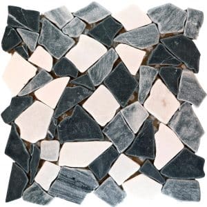 Mosaikmatte Polygonal Schwarz Grau Weiß 30 cm x 30 cm