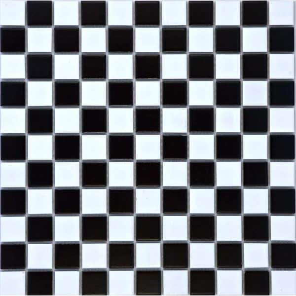 Mosaikmatte Schachbrett Schwarz Weiß Keramik 30 cm x 30 cm