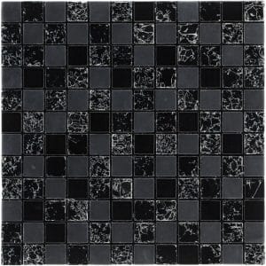 Mosaikmatte Smart Black Glas Schwarz 30 cm x 30 cm