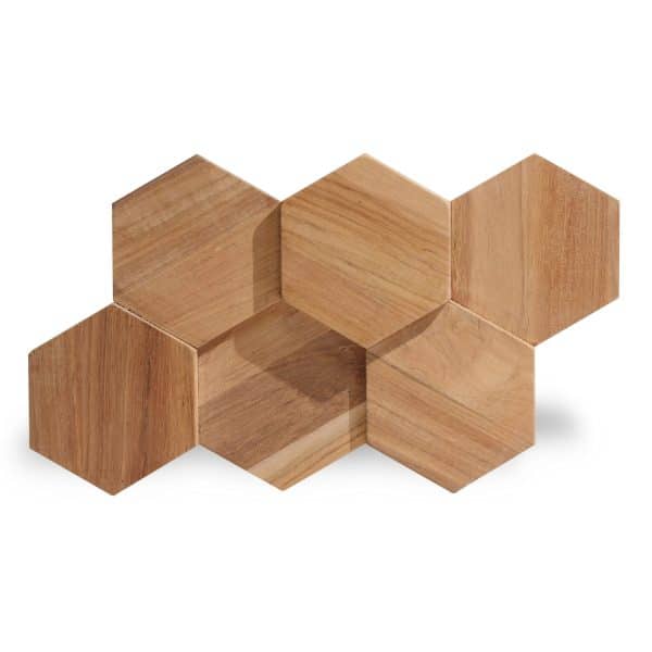 Rebel of Styles Holzverblender UltraWood Teak Hexagon 26 cm x 15 cm Braun