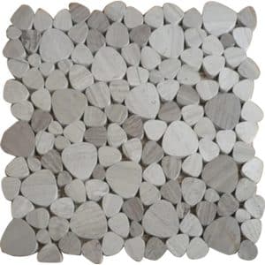 RundMosaikmatte Naturstein Marble Grau Gestreift Flach 30